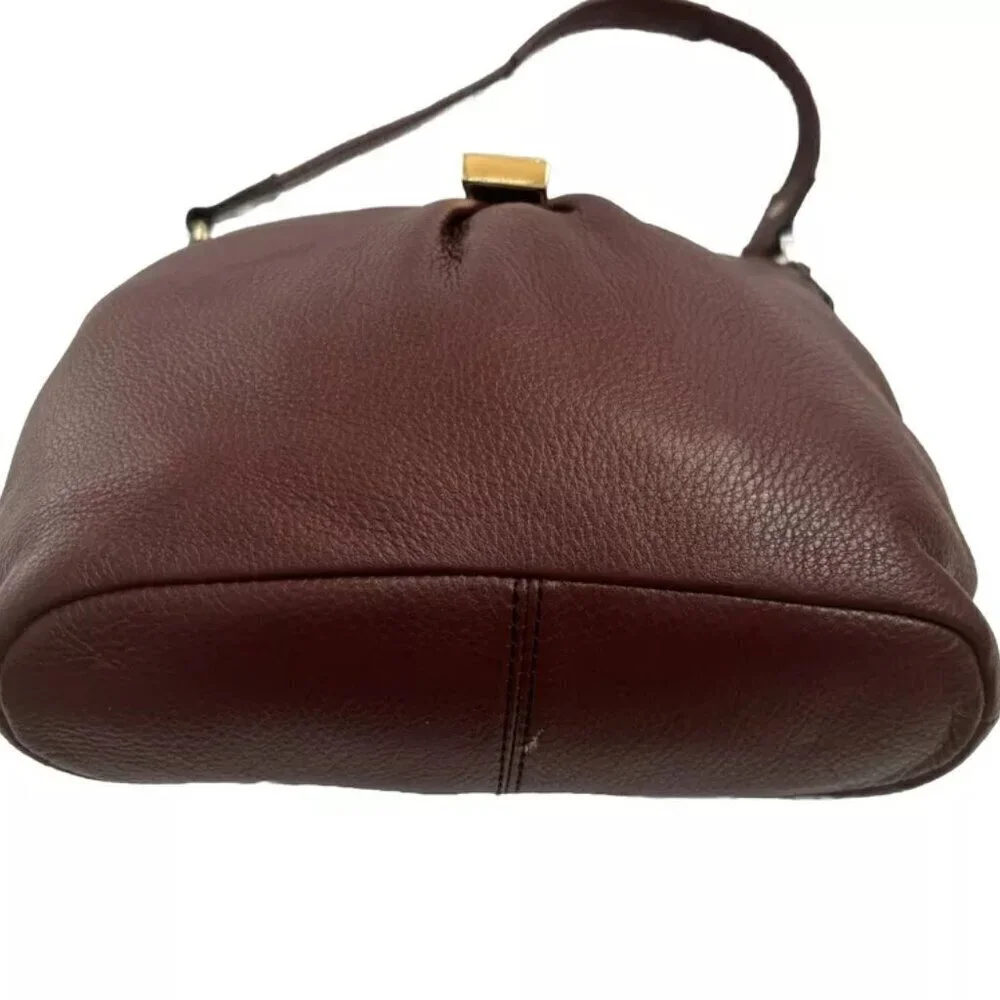 Calvin Klein Handbag Leather Satchel Burgundy Wine Shoulder Bag Tote Purse Fully